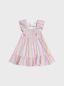 Clothing: Rainbow Stripe Shirred Frill Dress