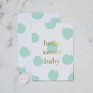 Hello Sweet Baby (Green) Greeting Card