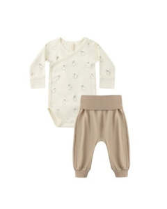 Quincy Mae: Side Snap Bodysuit + Pant Set - Penguins