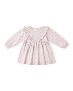 Quincy Mae: Long Sleeve Ruffle Dress - Lilac Ditsy