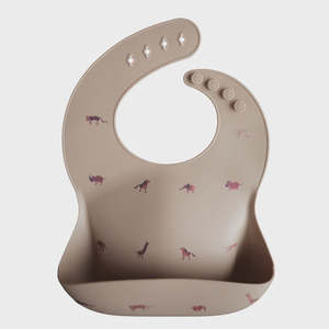 Silicone Baby Bib - Brown Safari (Tan)
