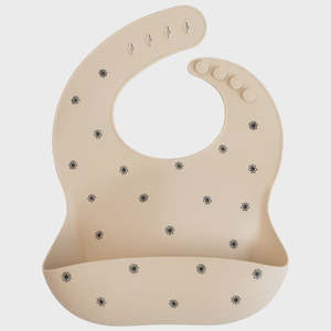 Mushie: Silicone Baby Bib - Black Daisy