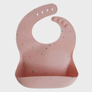Mushie: Silicone Baby Bib - Powder Pink Confetti