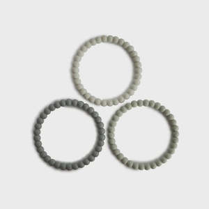 Mushie: Pearl Teether Bracelet Green Tea/Cool Gray/Sea Salt