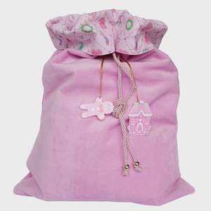Gingerbread Velvet Santa Sack - Pink