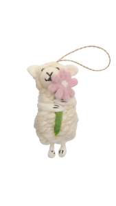 Pashom: Pashom Christmas Decoration - Sheep With Flowers White