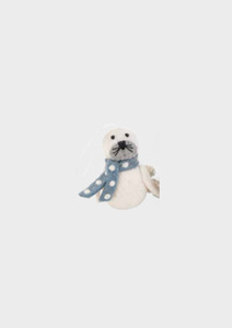Pashom: Pashom Christmas Decoration - Seal w Scarf White