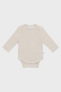 Merino Long Sleeve Envelope Bodysuit - Natural