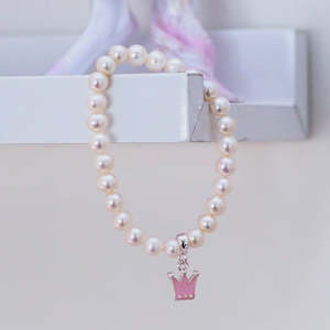 Accessories 1: Freshwater Pearl Crown Elastic Charm Bracelet