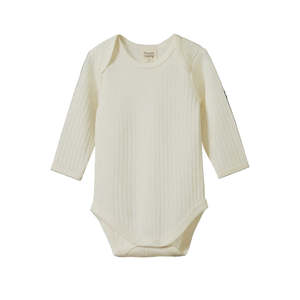 Baby 1: Merino Pointelle Long Sleeve Bodysuit | Natural