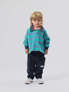 Rugby Stripe Terry Sweat Top Blue
