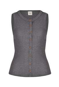 Husk Button Thru Tank - Grey Marle