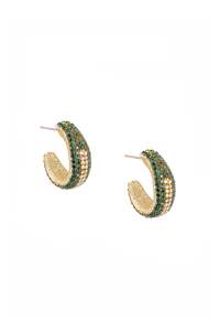 Deepa Gurnani: Deepa Gurnani Biles Earrings - Emerald