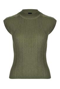 Husk Stripe Rib Knit - Khaki