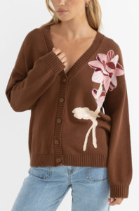 Womens Knitwear: Rhythm Lotus Flower Cardigan