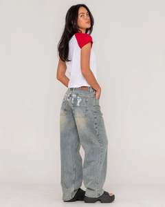 Womens Pants Leggings: Rusty Norty Bethany Baggy Low Rise Jean