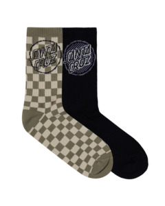 Mens Accessories: Santa Cruz Breaker Check Opus Dot Release Crew Sock 2 Pack
