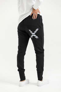 Homelee: Homelee Apartment Pants-Winter-Black with Indigo Blue Stripe X