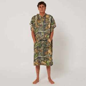 Ocean Earth: Ocean & Earth Real Camo Hooded Poncho Adults