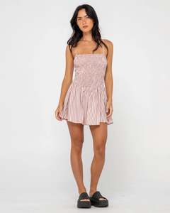 Rusty Mimi Smocked Stripe Mini Dress