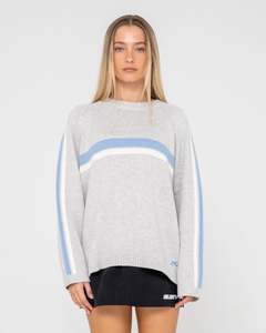 Womens Clothing: Rusty White Lines Long Sleeve Crew Neck Knit