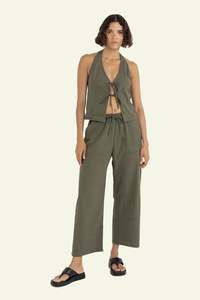 Womens Pants Leggings: Rhythm Louise Check Drawstring Pant