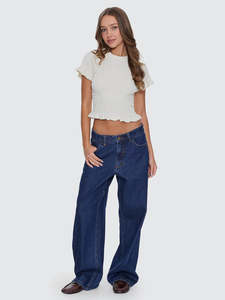 Womens Pants Leggings: Thrills Billie Low Jean-Rinsed Ink