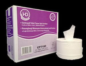 HD Deluxe 2ply Centerpull Toilet Tissue 180mtr x 6 Rolls