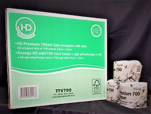 All Paper & Chemicals No Plastic Package: HD Premium 700sht 2ply wrapped x 48 rolls