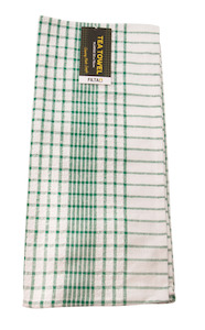 Tools For The Job: XL Cotton Tea Towel Green/White Check 55x75cm