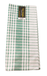 Tools For The Job: XL Cotton Tea Towel Green/White Check 55x75cm