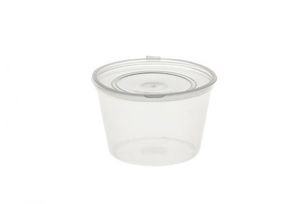 Food Containers: PP 35ml Sauce Cup with Hinged Lid - Sleeve of 20