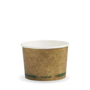 250ml (8oz) bowl - printed kraft-look green stripe (50/sleeve)