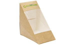 Food Packaging: Green Choice Sandwich Box Kraft PLA - 25 units per sleeve