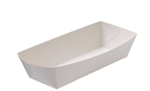 Food Packaging: Hot Dog Paper Tray-White. 50 per sleeve