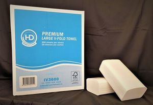 Folded Paper Towels: HD Large V-Fold 1ply 200sht x 18pk