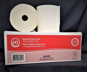 Paper Towels on a Roll: HD Autocut Towel 1ply, 43gsm 140mtr x 6