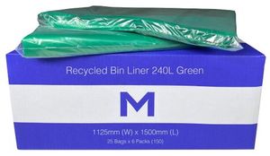 240L Green Wheelie Bin Liner (1125 x 1500mm )- Pack 25