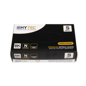 Hytec Black Nitrile Gloves, Powder Free - S, M, L, XL, XXL, 100 Gloves or 90 Gloves/Pack