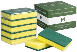 Products: Premium Scouring Sponges 100mm x 150mm x 30mm - Yellow/Green, Yellow/White, Carton of 40 Sponges