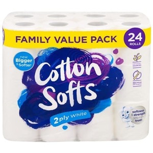 CottonSofts Family Value Pack Toilet Tissue 2 Ply, Pack of 24 - Hygiene Supplies Expert