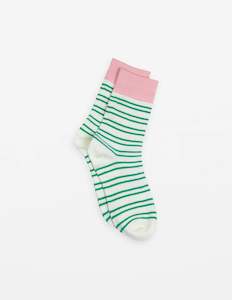 Socks | White Green Stripe