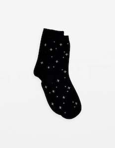 Socks | Black Mini Silver Stars