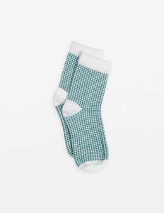 Accessories: Socks | White Green Grid