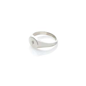 Guiding Star Signet Ring | Silver/White Topaz