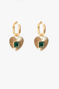 Emerald Embrace | Fluted Heart Earring