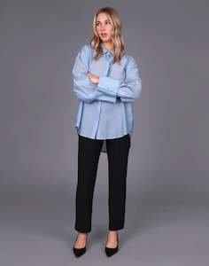 Oversized Button Front Shirt | Cloud Blue