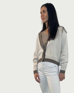 Contrast Cardi | Sand/Mocha