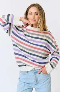 Knitwear: Lola Stripe Knit | Rainbow Mist