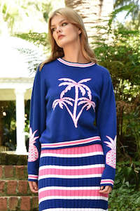 Palm Before The Storm Sweater | Blue Palm